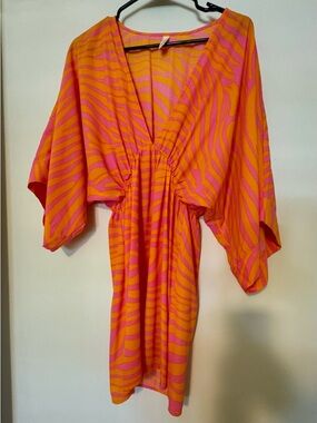 Tyche Orange and Pink Zebra-Print Dress